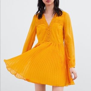 Zara yellow dotted mesh dress